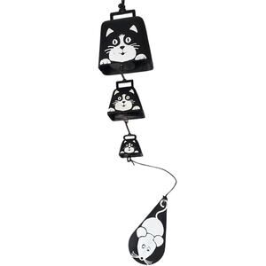 Vintage Tuxedo Cat and Mouse Wind-chime Black and White Wind Bell